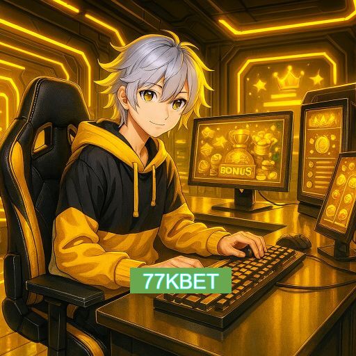 Imagem promocional do app oficial 77KBET destacando a conveniência de jogar cassino online pelo celular ou navegador