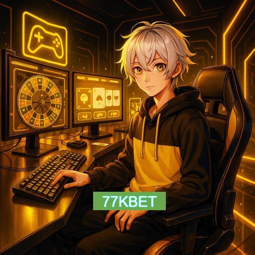 Imagem promocional do app oficial 77KBET destacando a conveniência de jogar cassino online pelo celular ou navegador