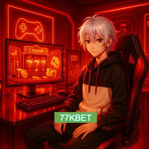 Imagem promocional do app oficial 77KBET destacando a conveniência de jogar cassino online pelo celular ou navegador