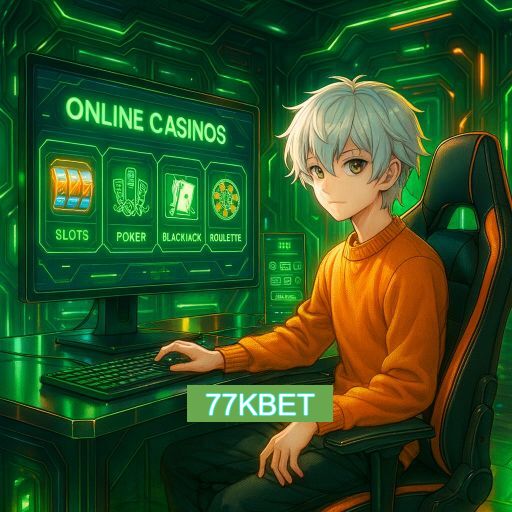 Imagem promocional do app oficial 77KBET destacando a conveniência de jogar cassino online pelo celular ou navegador
