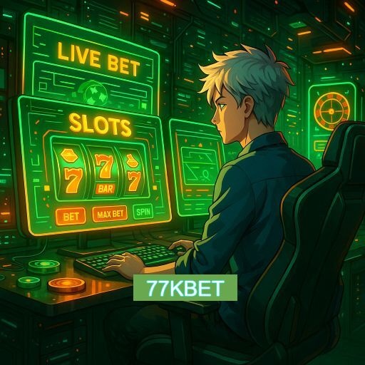 Imagem promocional do app oficial 77KBET destacando a conveniência de jogar cassino online pelo celular ou navegador