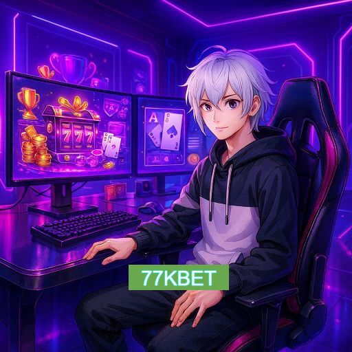 Imagem promocional do app oficial 77KBET destacando a conveniência de jogar cassino online pelo celular ou navegador
